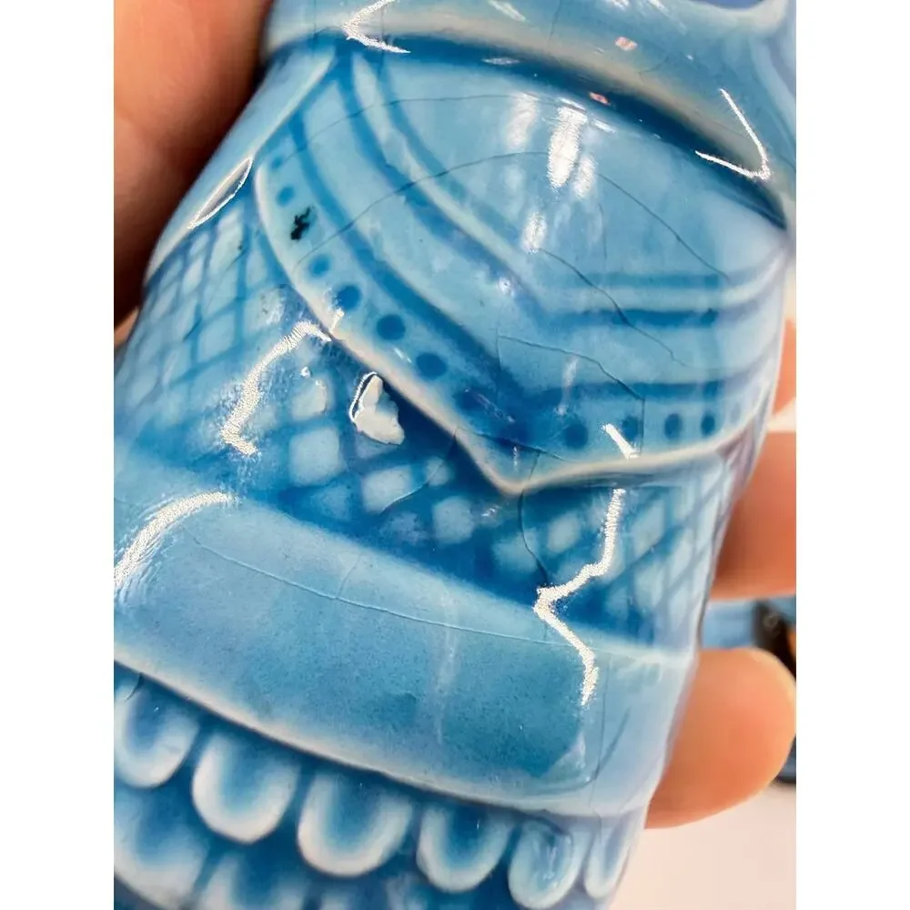 Vintage Viking Salt Pepper Shakers Japan Ceramic Blue Norse Figurines